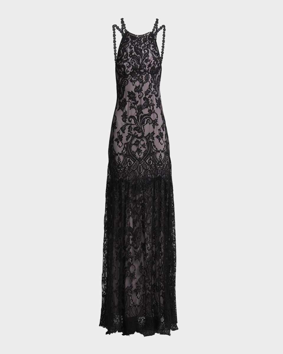 Strappy Lace Trumpet Gown